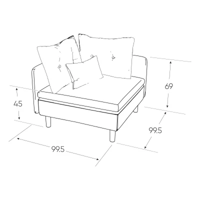Модуль кресло угловое Линту Prince Ash, серый_3