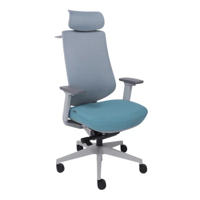 Кресло поворотное DYNAMIC, светло-серая сетка+ бирюзовая ткань/серый полиамид AKSPRIME фотография