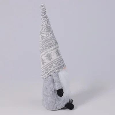 Интерьерное украшение "Гном с орнаментом", 40см, серый (RY-123)_6