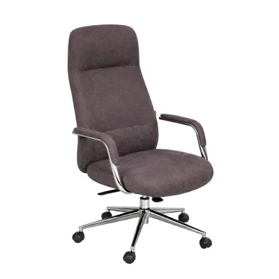 Кресло поворотное ELEMA, темно-коричневая ткань/хромированный металл_1