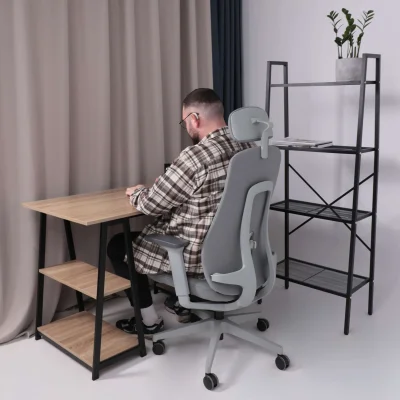 Кресло поворотное VORTEX, серая ткань/белый полиамид, коллекция AKSPRIME_12