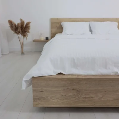 Простыня 150*215см Белый,  премиум сатин-страйп_11