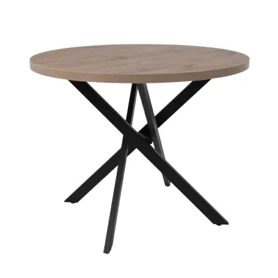 Стол РИГА, D950, Дуб Велингтон/Черный_1