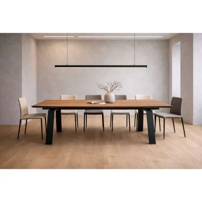 Стол PANAMA SLIDE-230, раздвижной 230(310)*115, ДУБ ВИНТАЖНЫЙ- COMPAKT CER/Черный_3