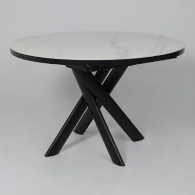 Стол RONALDO-120, круглый раздвижной 120(160), PATAGONOA BIANCO GLOSS PREMIUM CER/Черный_7