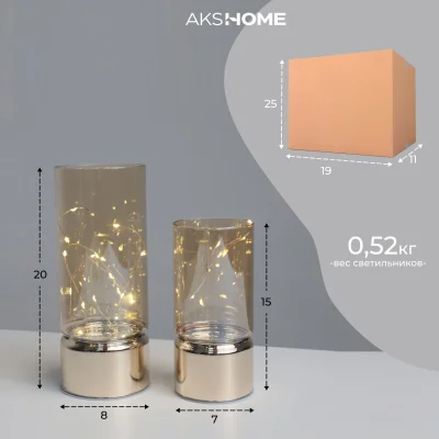 Светодиодный декор AKS тип 1 ( К-т Ваз 7х15см+8х20см, 10LED+20LED, 2АА+3АА )_17