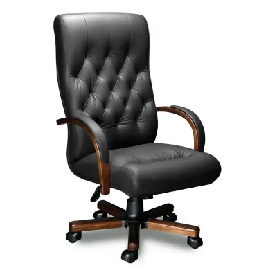 Кресло OXFORD A Laguna (орех темный) кожа (черная), мультиблок фотография