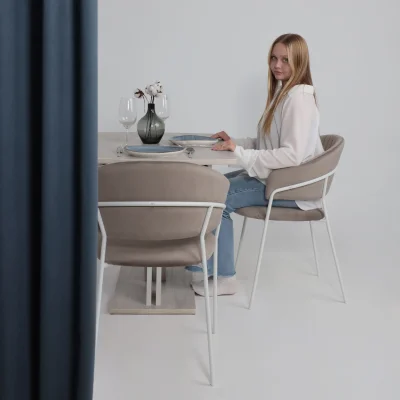 Стул AV 433, светло-коричневый бархат H-61/белый_2