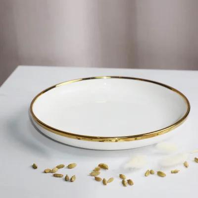 Тарелка MOONSHINE, керамика, белый+золото, 20,5*3,2см_2