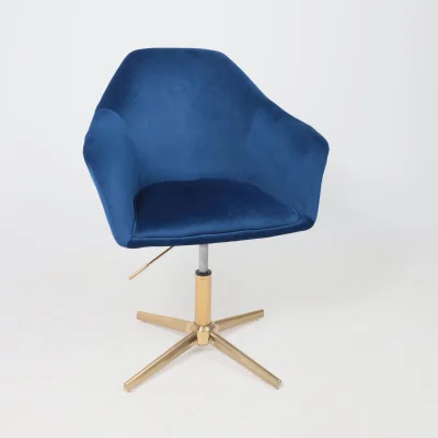 Стул DUBAI, поворотный, (синий велюр/золото)_18