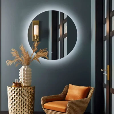 Зеркало с подсветкой, сенсорная кнопка 800*800, Okinawa 80s-6 фотография