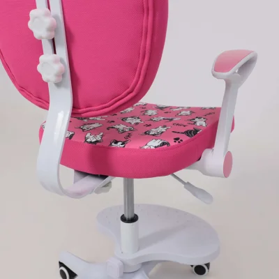 Кресло поворотное CATTY, WHITE, ткань, (фуксия с котятами)_20