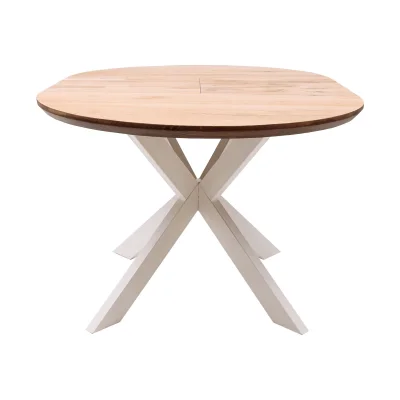 СТОЛЕШНИЦА раздвижная РАУНД +ПОДСТОЛЬЕ КСЕ/Р-80 дуб натуральный/белый (1000(1400)/750)_7