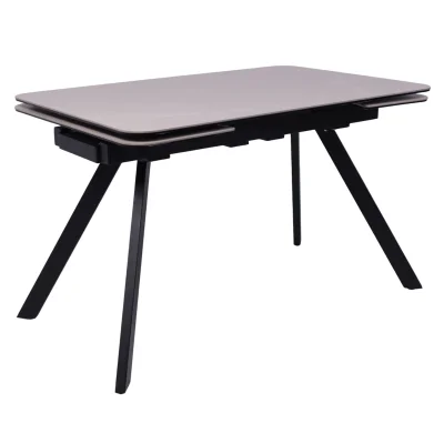 Стол ЛЕОН NEW , керамика 1 кат. 1200(1840)*800, Камень слоновая кость Bayona Ivory/Черный матовый фотография