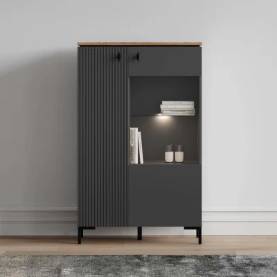 Н.м. "SAN GIMIGNANO" шкаф REG1D1W/140 с подсветкой, к.Антрацитовый+Дуб нокс/ф.Антрацитовый+Готика_4