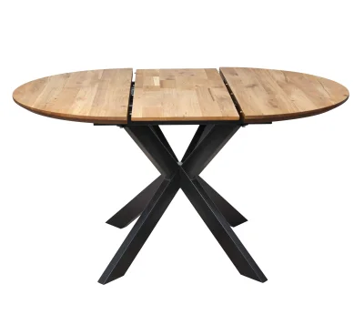 Стол РАУНД раздвижной, d100(140)*75, дуб натуральный/черный (ПрР-4 DSW (02) КСЕ/Р-80)_8