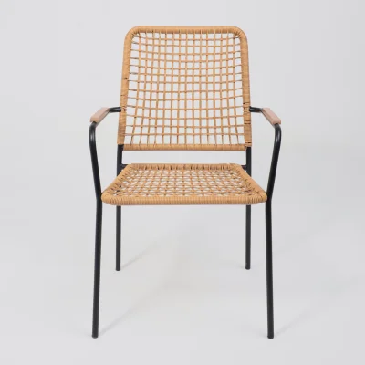 Кресло садовое BERGAMO, PE, иск.роттанг,черный+коричневый_10