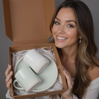 Подарочный бокс №5 (Кружка (2 шт.) + Блюдо малое (2 шт.) + Подарочная упаковка) фотография