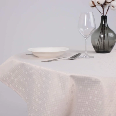 Скатерть, 145*120см,  ромбики 2690, светло-бежевый 13-0404 фотография