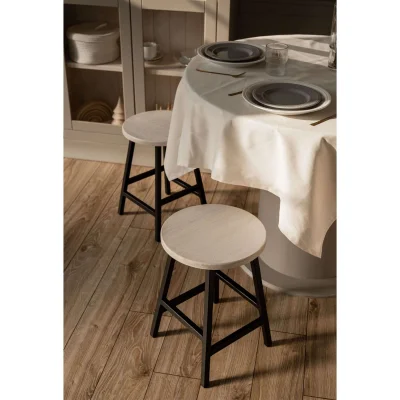 Табуреты круглые для кухни деревянные, комплект 2 шт, SMH-245 беленый дуб_4