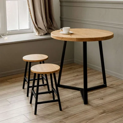 Табуреты круглые для кухни деревянные, комплект 2 шт, SMH-245 натуральный дуб_2