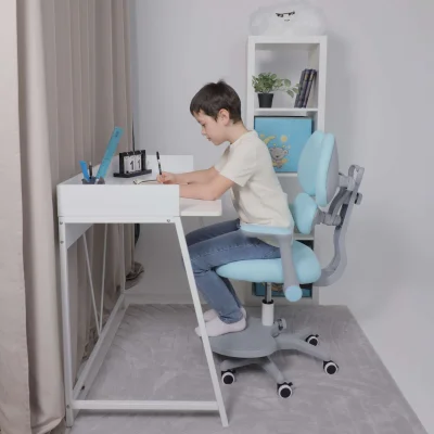 Кресло поворотное LEO, ткань, голубой_3