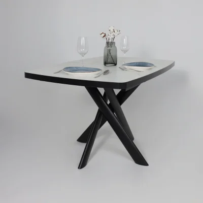 Стол LEONEL-130, раздвижной 130(165)х85, Кварцит-HPL/Черный_6