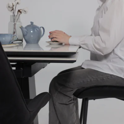 Стол AV 2119, МДФ+керамика, раздвижной 1200 (1800)*800 белый, глянцевый CARLA LARKIN /черный_3