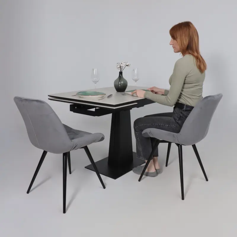 Стол AV 2119, МДФ+керамика, раздвижной 1200 (1800)*800 серый, матовый CARMEN LIDHT GREY/черный_preview_3