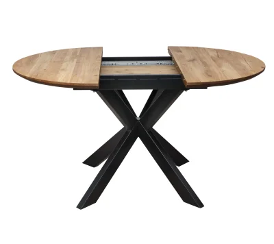 Стол РАУНД раздвижной, d100(140)*75, дуб натуральный/черный (ПрР-4 DSW (02) КСЕ/Р-80)_7