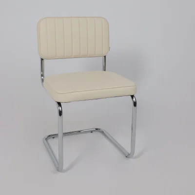 Кресло СЛАВИЯ Люкс, Pegaso крем экокожа/хром_12