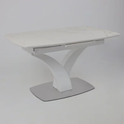 Стол НОТР ДАМ MODERNE, керамика 2 кат. 1400(1800)*850, Камень белый Calacata vagli/Белый Муар_12