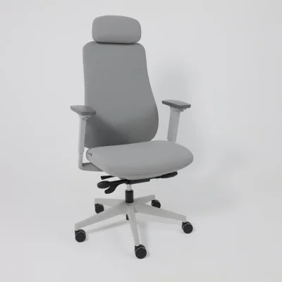 Кресло поворотное VORTEX, серая ткань/белый полиамид, коллекция AKSPRIME_25