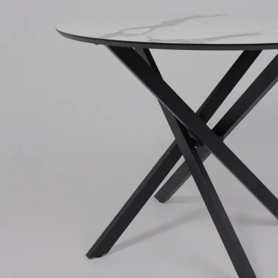 Стол МЕХИКО, пластик премиум 3Д, D950, Камень белый/ Черный матовый_13