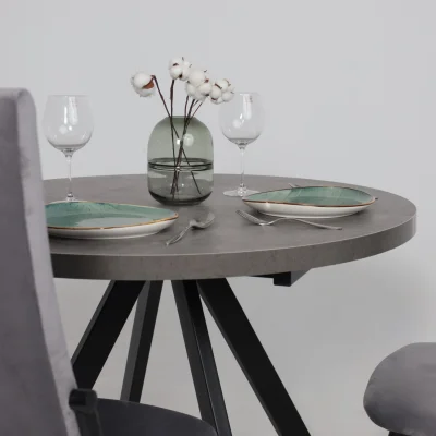 Стол RONDO М-100, круглый раздвижной 100(135), ДЫМЧАТАЯ КЕРАМИКА/Черный_11