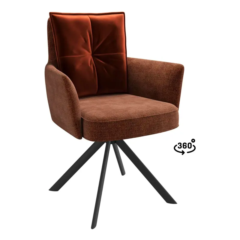 Стул POSH-R 360, g08 TERRACOTTA шенилл lux - d15 TERRACOTTA LUX\черный фотография