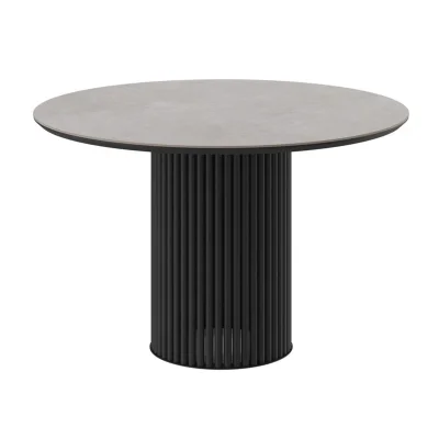 Стол ASKAR ROUND-116, нераздвижной круглый 116, AVENUE GREY PREMIUM CER/Черный фотография