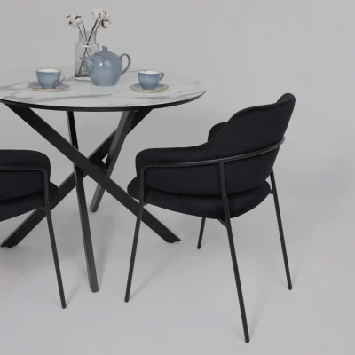 Стол МЕХИКО, пластик премиум 3Д, D950, Камень белый/ Черный матовый_6