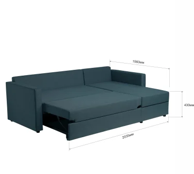 Диван трехместный с угловой секцией Тилаус КП Malmo 81, темно-бирюзовый (черные опоры)_8