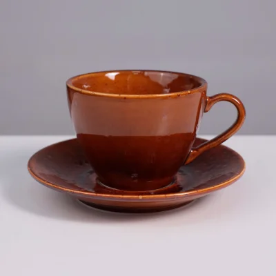 Чайный набор OPALUS, фарфор, каштановый, кружка 200мл + блюдце_4