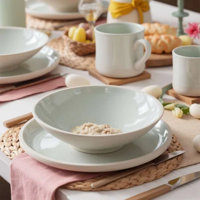 Блюдо STONE CLAY, керамика, светло-зеленый, d21*3см_14