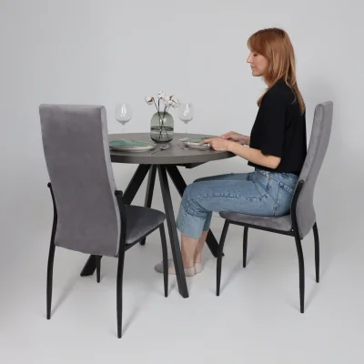 Стол RONDO М-100, круглый раздвижной 100(135), ДЫМЧАТАЯ КЕРАМИКА/Черный_8