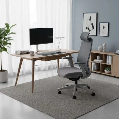 Кресло поворотное SPIRIT, темно-серая сетка+ серая ткань/серый полиамид_3