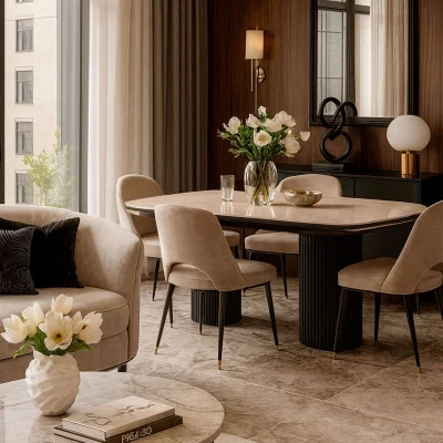 Стол ASKAR SLIDE-200, раздвижной 200(280)*110, BAYONA IVORY PREMIUM CER/Черный_3