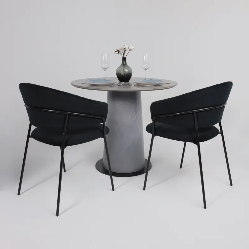 Стол AV 2317, МДФ+керамика, нераздвижной 900 серый, матовый LARKA GREY/черный+HPL Будда_preview_5