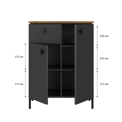 Н.м. "SAN GIMIGNANO" тумба KOM2D1S, к.Антрацитовый+Дуб нокс/ф.Антрацитовый+Готика_8