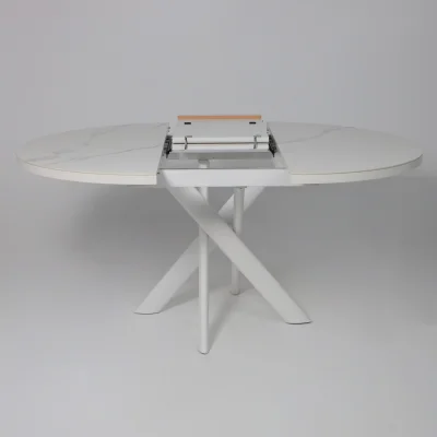 Стол RONALDO-120, круглый раздвижной 120(160), PATAGONOA BIANCO GLOSS PREMIUM CER/Белый_16