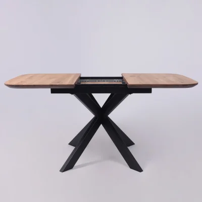 СТОЛЕШНИЦА раздвижная ВЕЙВ + ПОДСТОЛЬЕ КСЕ/Р-80 дуб натуральный/черный  (1200(1600)/800/750)_17