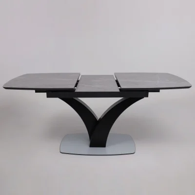 Стол НОТР ДАМ MODERNE, керамика 0 кат. 1400(1800)*850, Камень серый Greys Grey/Черный матовый_21