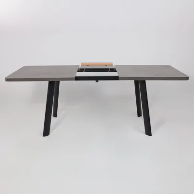 Стол LEON LUX RADIAL-160, раздвижной 160(205)х90, Дымчатая керамика/Чёрный_18